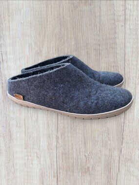 Glerups Slate Blue Wool Felt Slip-On Slippers Shoes Rubber Sole EU 40 Women’s 9